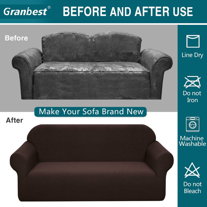Granbest Premium Waterproof Sofa Cover High Stretch Couch Slipcover Super Soft Fabric Couch Cover (Chocolate, Medium) - Image 5